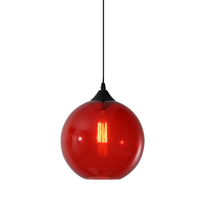 Macaron Glass Pendant Ceiling Light - Clear/Coffee/Red Dining Room Hanging Lamp Kit