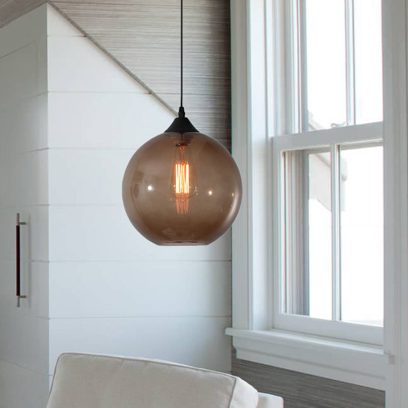 Macaron Glass Pendant Ceiling Light - Clear/Coffee/Red Dining Room Hanging Lamp Kit