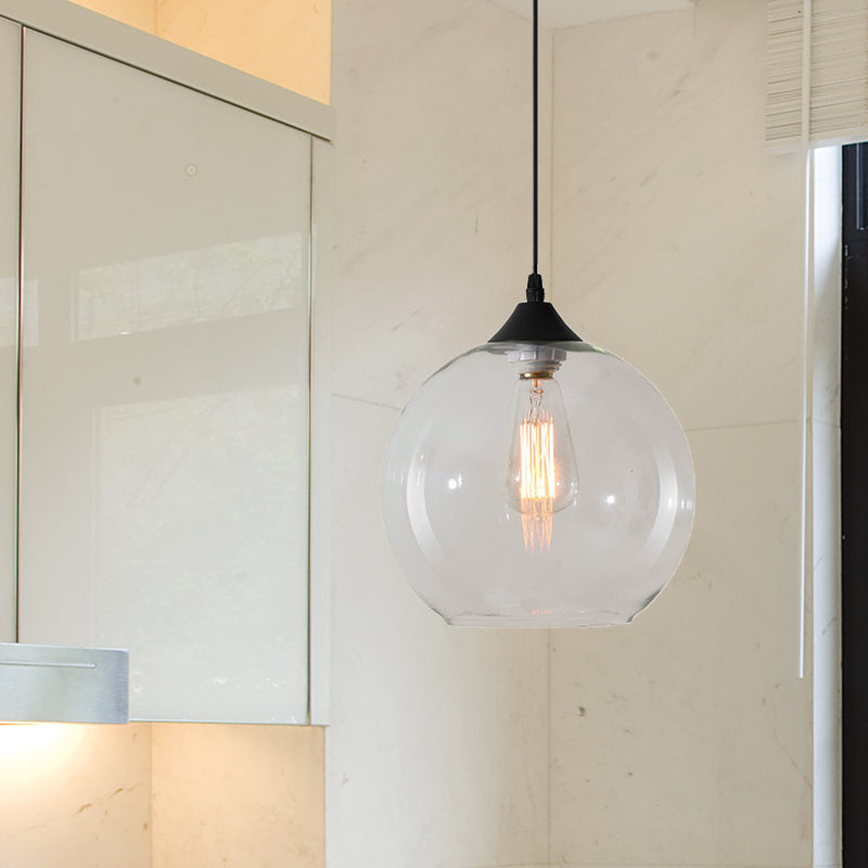 Macaron Glass Pendant Ceiling Light - Clear/Coffee/Red Dining Room Hanging Lamp Kit