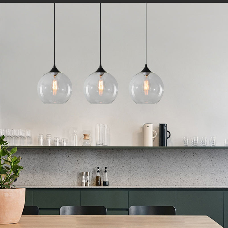 Macaron Glass Pendant Ceiling Light - Clear/Coffee/Red Dining Room Hanging Lamp Kit