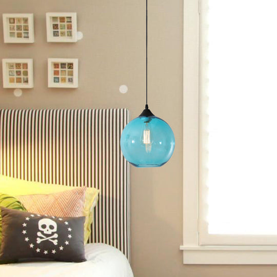 Macaron Glass Pendant Ceiling Light - Clear/Coffee/Red Dining Room Hanging Lamp Kit