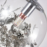 Modern Clear Glass Sphere Pendant Ceiling Light With Black Plant Design 1 Head Hanging Lamp