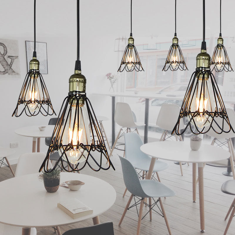 Industrial Iron Flower Pendant Light Ceiling Fixture For Bar - Hanging Cord Included