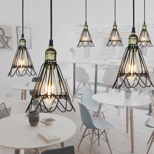 Industrial Iron Flower Pendant Light Ceiling Fixture For Bar - Hanging Cord Included
