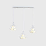 Diamond Cage Multi Pendant Light With 3 Lights Creative Industrial Metal Multi-Light For Restaurants