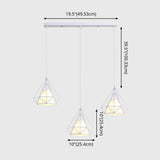 Diamond Cage Multi Pendant Light With 3 Lights Creative Industrial Metal Multi-Light For Restaurants
