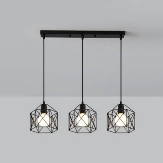 3-Light Birdcage Multi Pendant Industrial Metal Ceiling Lights For Restaurants