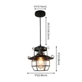Retro Industrial Style 1-Light Lantern Ceiling Pendant - Metal For Restaurants