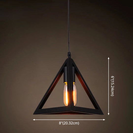 Industrial Retro Hanging Pendant Light Fixture With Caged Design For Bars - Single Metallic