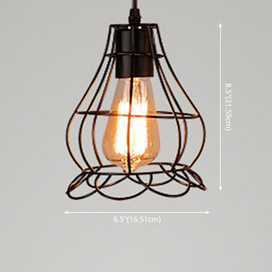 Industrial Retro 1-Light Pendant With Metal Cage For Bar - Hang In Style!