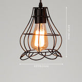 Industrial Retro Hanging Pendant Light Fixture With Caged Design For Bars - Single Metallic