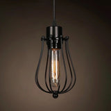 Industrial Retro Hanging Pendant Light Fixture With Caged Design For Bars - Single Metallic Black /