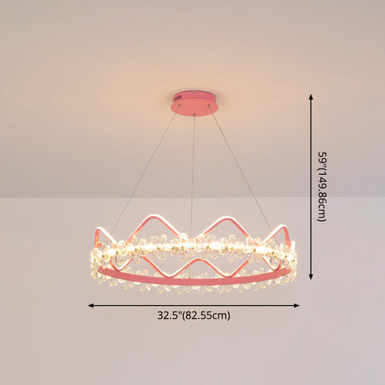 Nordic Style Crystal Pendant Light With 1 Suspended Crown For Living Room