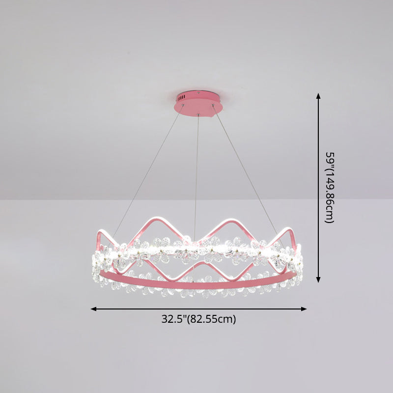 Nordic Style Crystal Pendant Light With 1 Suspended Crown For Living Room