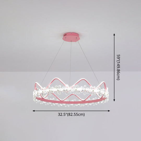 Nordic Style Crystal Pendant Light With 1 Suspended Crown For Living Room