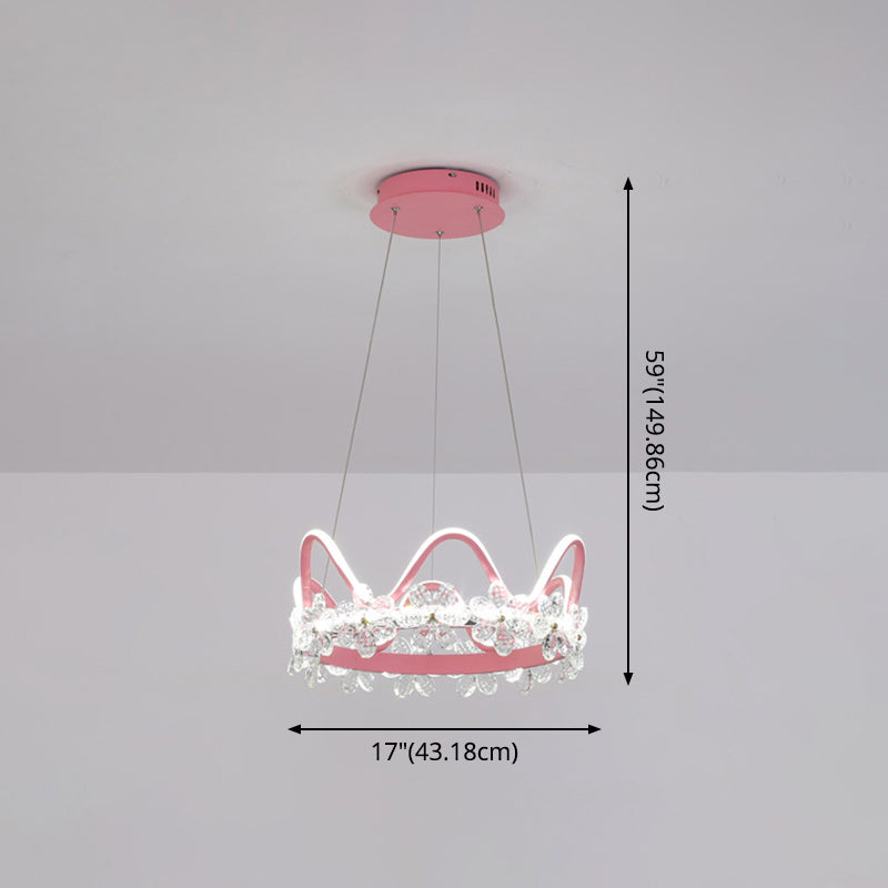 Nordic Style Crystal Pendant Light With 1 Suspended Crown For Living Room
