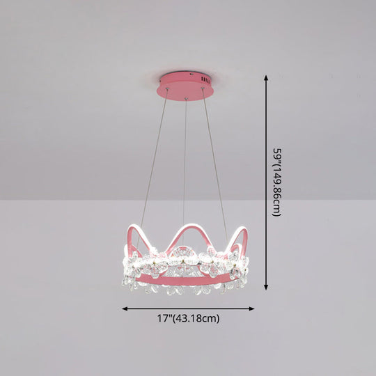 Nordic Style Crystal Pendant Light With 1 Suspended Crown For Living Room