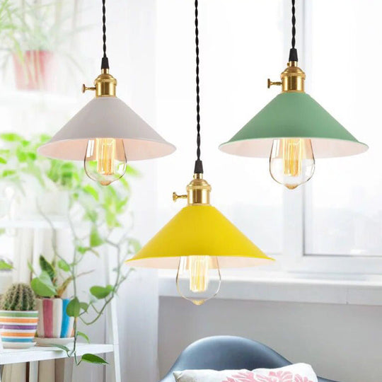 Nordic Industrial Macarons Pendant Light - Metal Colorful 1-Light Lighting