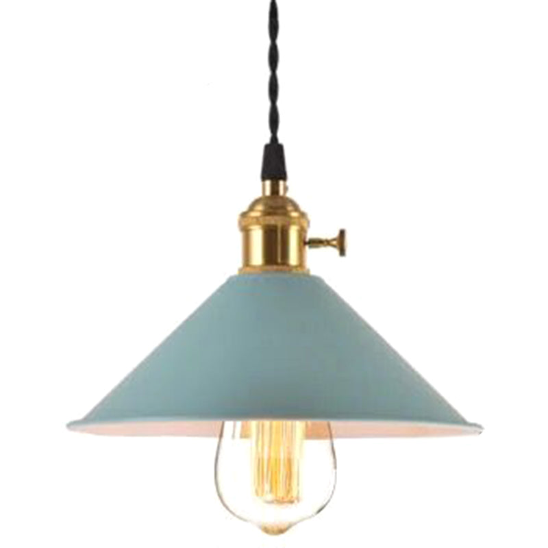 Nordic Industrial Macaron Pendant Light - Colorful Metal 1-Light Lighting Blue / 8.5