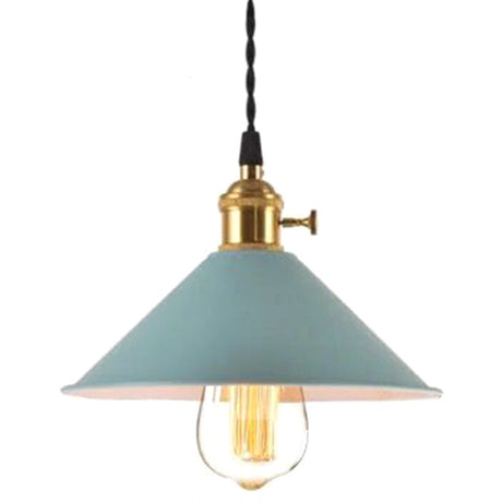 Nordic Industrial Macaron Pendant Light - Colorful Metal 1-Light Lighting Blue / 8.5