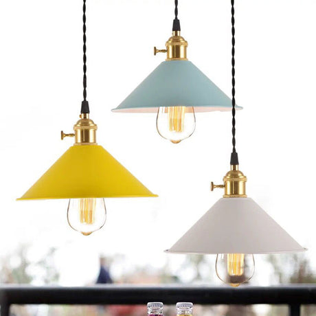 Nordic Industrial Macaron Pendant Light - Colorful Metal 1-Light Lighting