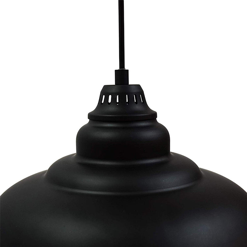 Industrial Style Black Pendant Light With Metallic Bowl Shade For Dining Room Suspension Lighting