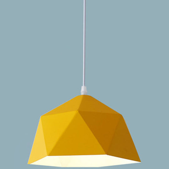 Nordic Macarons Style 1-Light Diamond Pendant Lamp - Modern Metal Dining Room Hanging Lighting