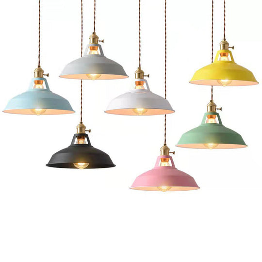 Marta - Industrial Macarons Barn Shade Pendant Light Metal 1-Light Lighting For Restaurant