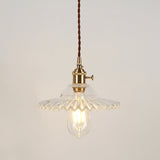 Vintage Industrial Scalloped Glass Shade Ceiling Light Pendant For Living Room