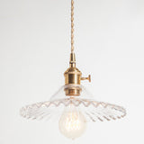 Vintage Industrial Scalloped Glass Shade Ceiling Light Pendant For Living Room Clear