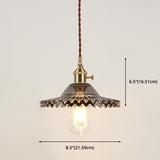 Vintage Industrial Scalloped Glass Shade Ceiling Light Pendant For Living Room