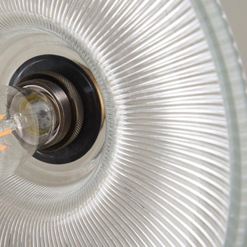 Retro Industrial Pendant Lighting - 1 Light Prismatic Glass Dome Perfect For Living Room