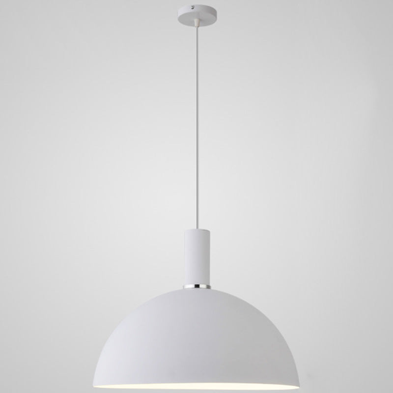 Nordic Style Metal Hemispherical Pendant Lamp - | Restaurant Ceiling Light 1 White / 16