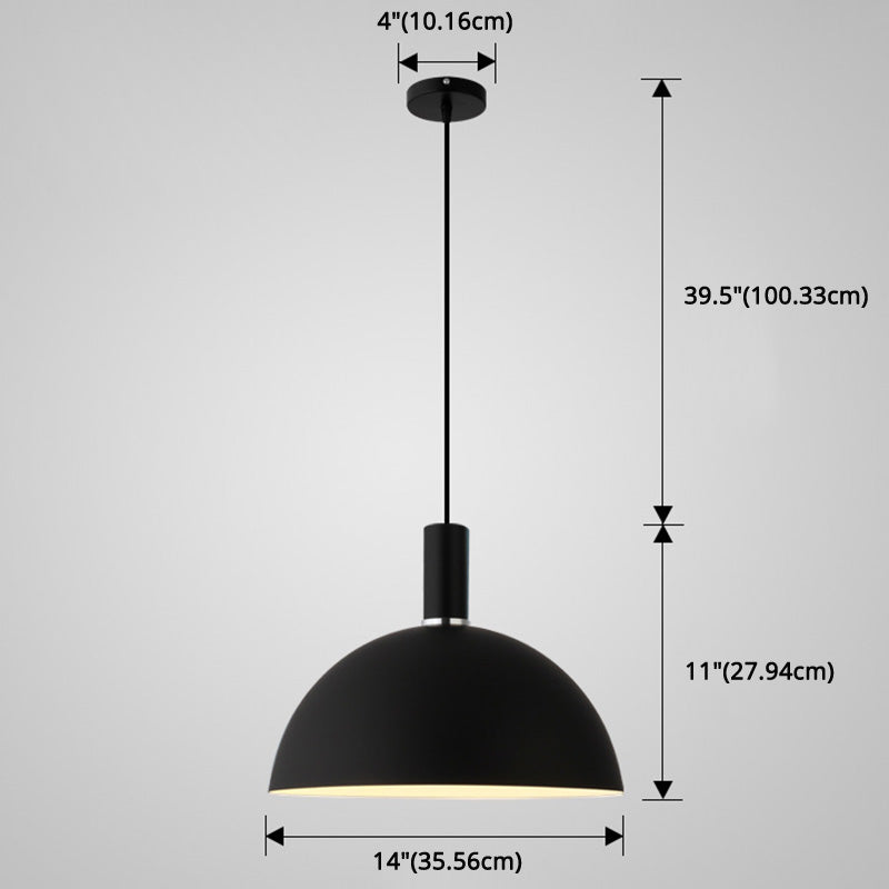 Nordic Style Metal Hemisphere Pendant Light For Restaurants - 1-Light Ceiling Lamp