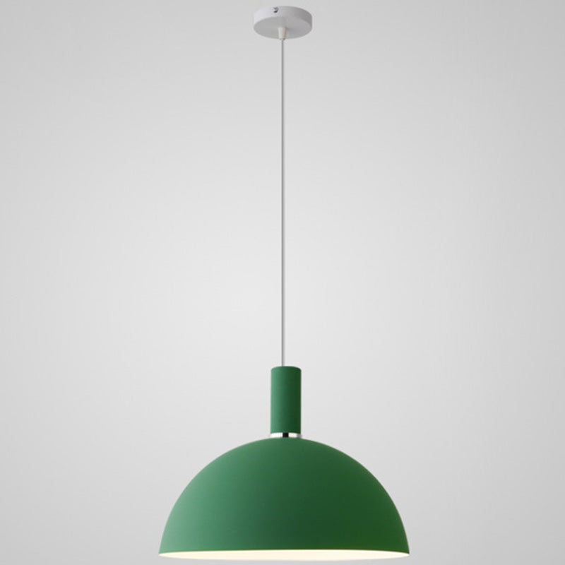 Nordic Style Metal Hemispherical Pendant Lamp - | Restaurant Ceiling Light 1 Green / 12