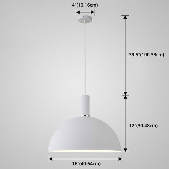 Nordic Style Metal Hemisphere Pendant Light For Restaurants - 1-Light Ceiling Lamp