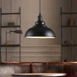 Adjustable Black/Gray Retro Metal Dome Pendant With Cord - 12/14/16 W