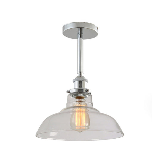 Industrial Chic Clear Glass Barn Pendant With Chrome Finish - Ideal For Restaurants