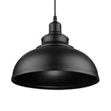 Adjustable Black/Gray Retro Metal Dome Pendant With Cord - 12/14/16 W