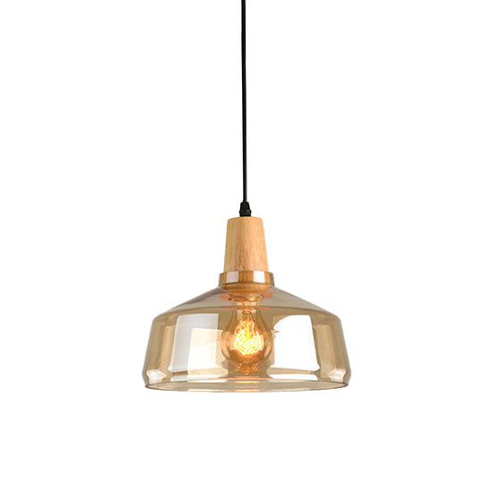 Modern Pendant Lamp With Amber Glass Shade - Barn/Disc/Trifle Hanging Light Kit 5.5/7.5/13 Wide