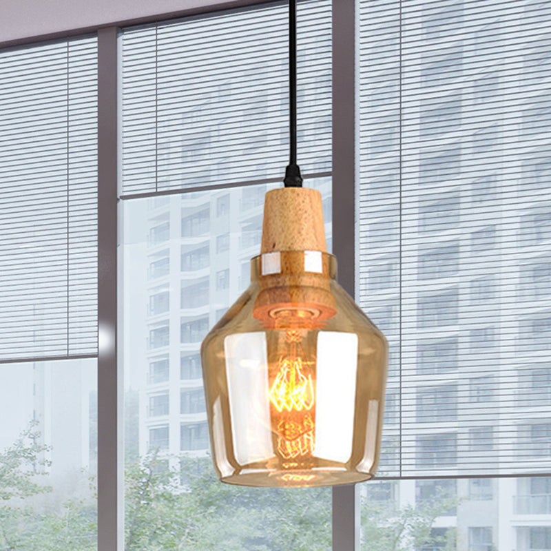 Modern Pendant Lamp With Amber Glass Shade - Barn/Disc/Trifle Hanging Light Kit 5.5/7.5/13 Wide