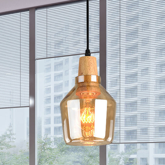 Modern Pendant Lamp With Amber Glass Shade - Barn/Disc/Trifle Hanging Light Kit 5.5/7.5/13 Wide