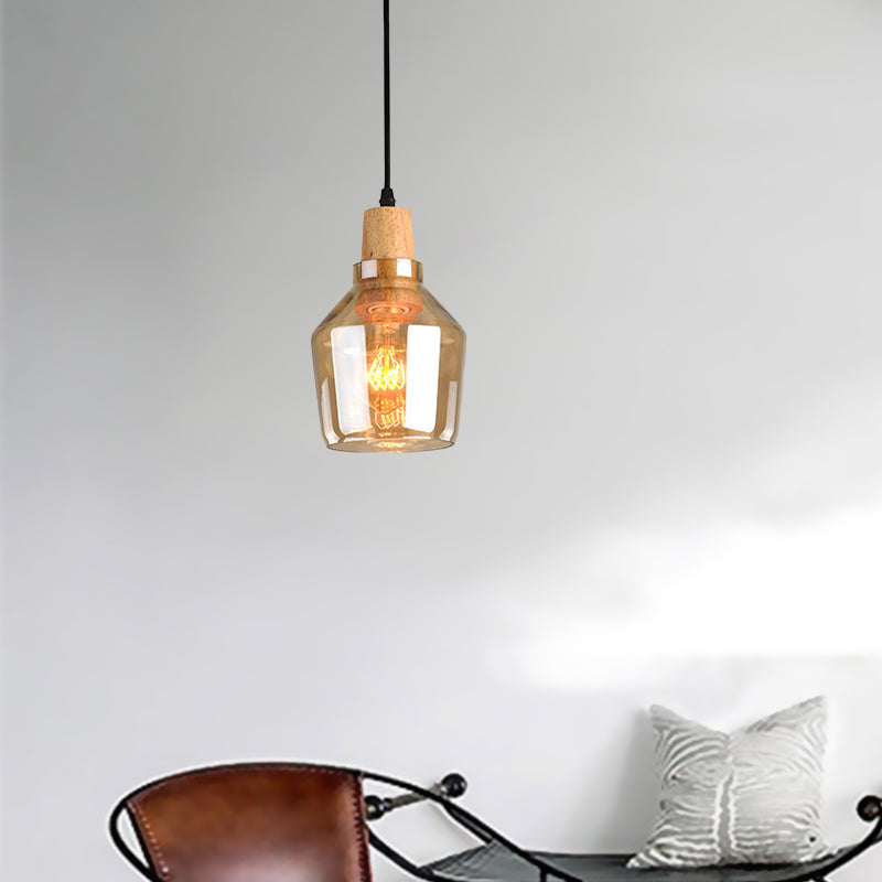Modern Amber Glass Pendant Lamp Kit - 1 Light Multiple Sizes
