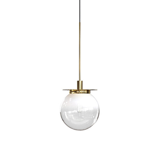 Modern 1-Head Globe Dining Lamp Kit - Orange/Blue/Clear Glass Pendant Light Fixture
