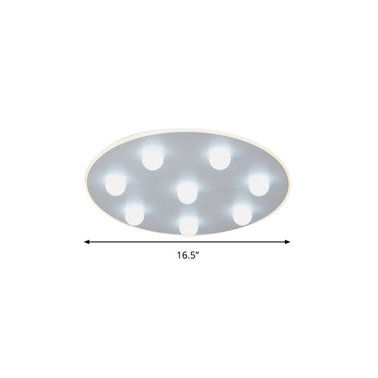 Modern Metal Led Flush Ceiling Light For Kids - Flower/Round/Square Design 8 Lights 16.5/19.5 Inch