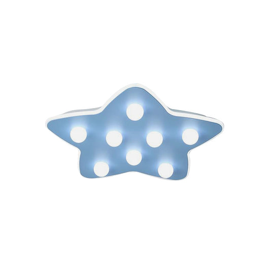Modern Metal Flush Ceiling Light: Blue/Pink/White Stars 8 Bulbs - Ideal For Kids’ Rooms