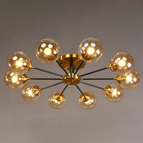 Ultra-Contemporary Sputnik Stained Glass Ceiling Light For Bedroom 10 / Amber