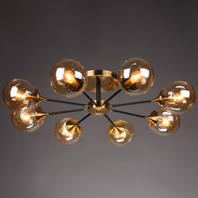 Ultra-Contemporary Sputnik Stained Glass Ceiling Light For Bedroom 8 / Amber