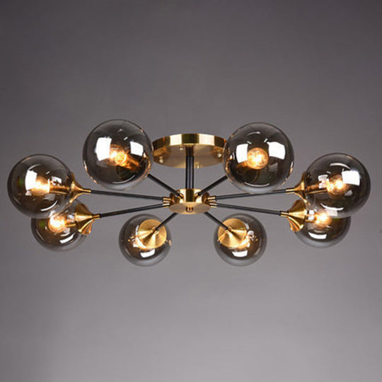 Ultra - Contemporary Sputnik Stained Glass Ceiling Light For Bedroom 8 / Smoke Gray