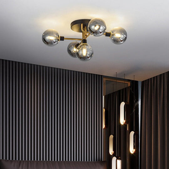 Contemporary Stained Glass Ceiling Light Fixtures For Bedroom - Bubble Semi Flush Mount Lighting